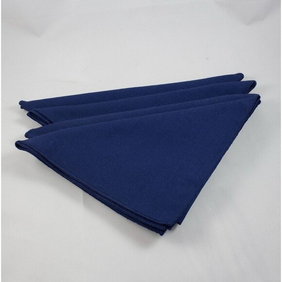 Vintage Dark Blue Textured Fabric Dinner Napkins Set of 4 19"x19" - Picture 1 of 3
